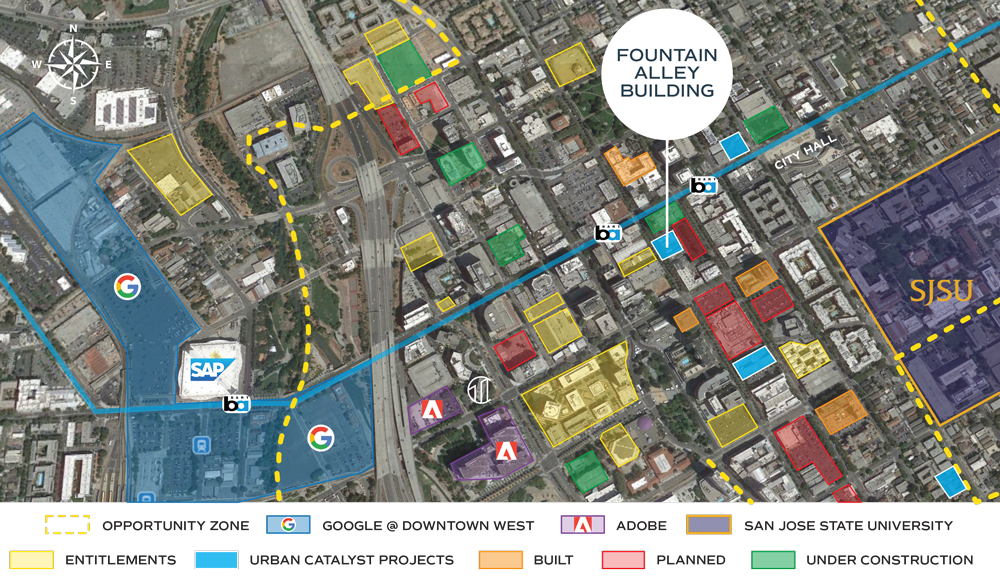 San Jose map pointing out Fountain Alley Building