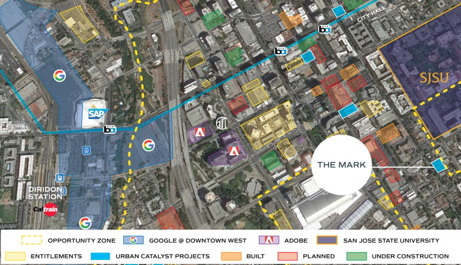 map of San Jose pointing out the location of The Mark student housing project1