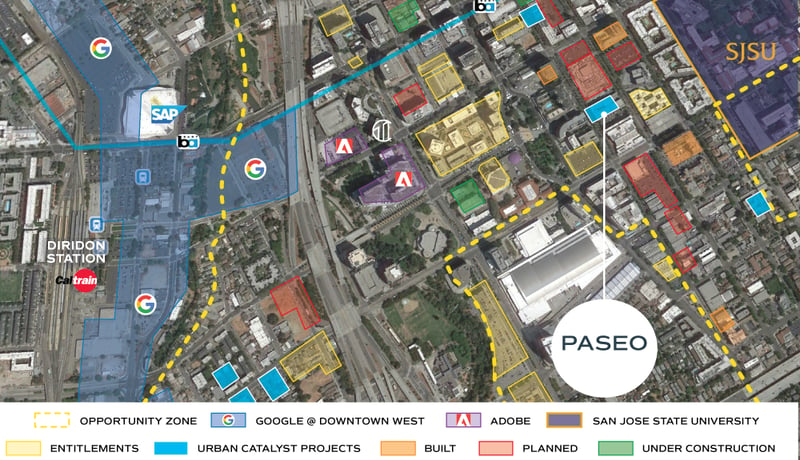 map of San Jose pointing out location of Paseo