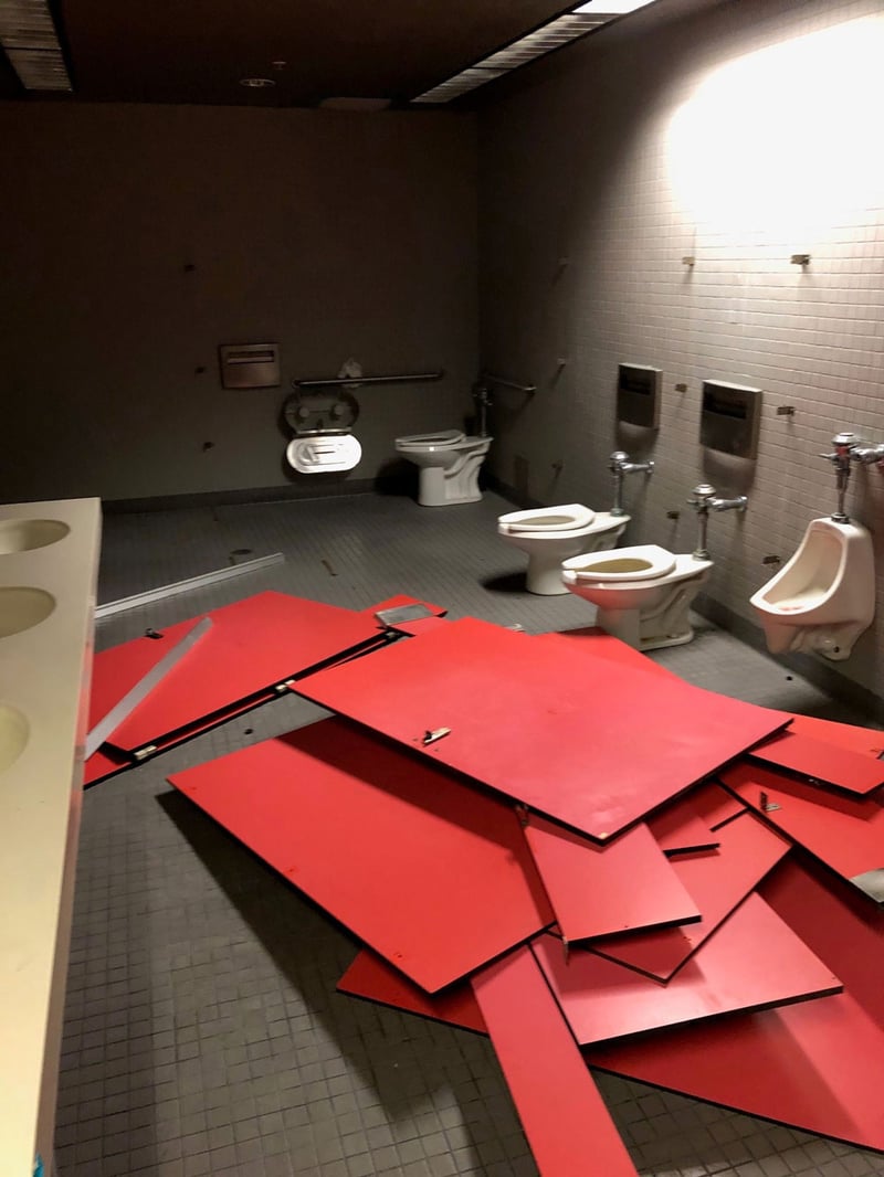 teardown of public bathroom