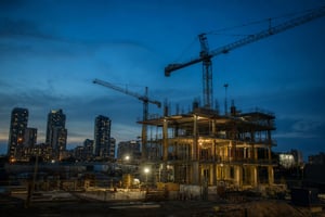 Urban Construction Site at Blue Hour