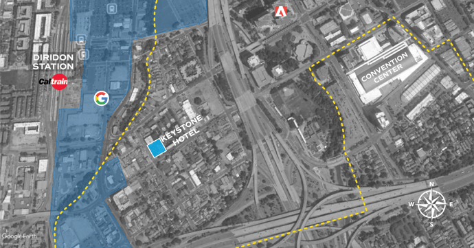 map of where new Keystone hotel project will be in San Jose