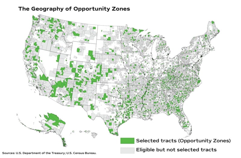 map of opportunity zone locations within the USA