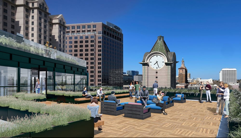 outdoor space on roof top of Paseo project