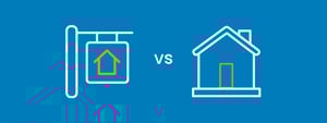 line drawing to compare renting versus owning a home
