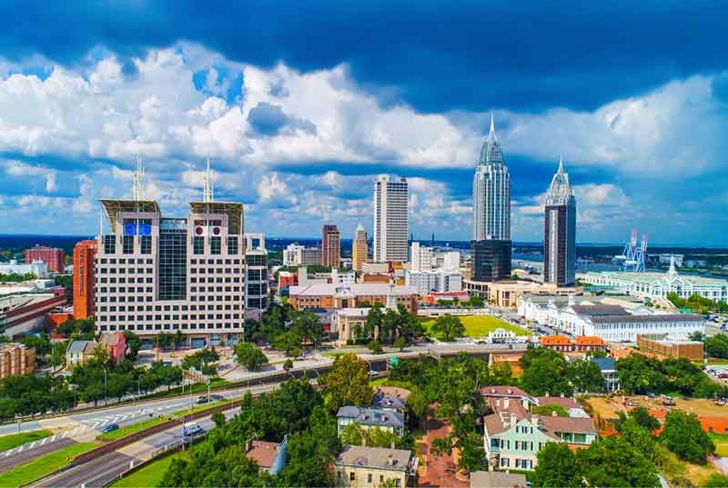 skyline of city in Alabama